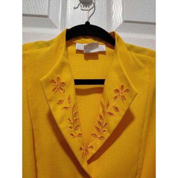 Vintage Allison Woods Blazer Women's Button Yellow Suit Jacket Size 14W USA made - Picture 3 of 9